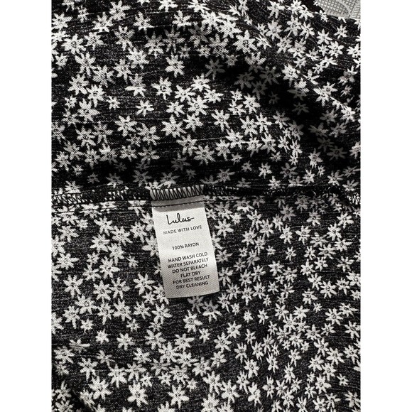 Lulus Picking Daisies Flower print Off-the-Shoulder mini black dress 100%rayon L - Picture 12 of 12